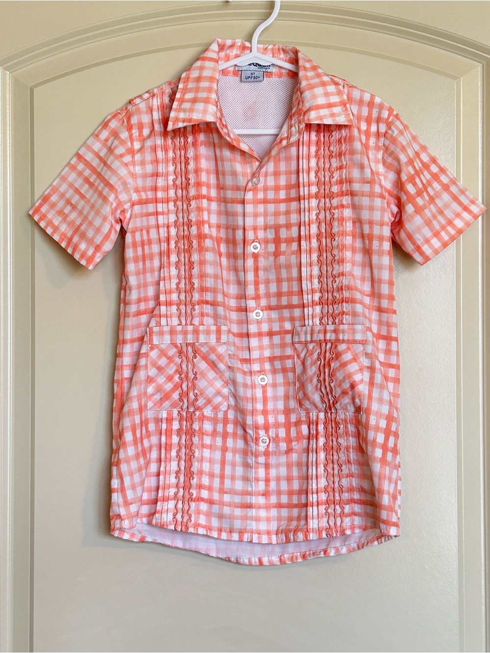 3T Blue Quail Guayabera Gingham Dress